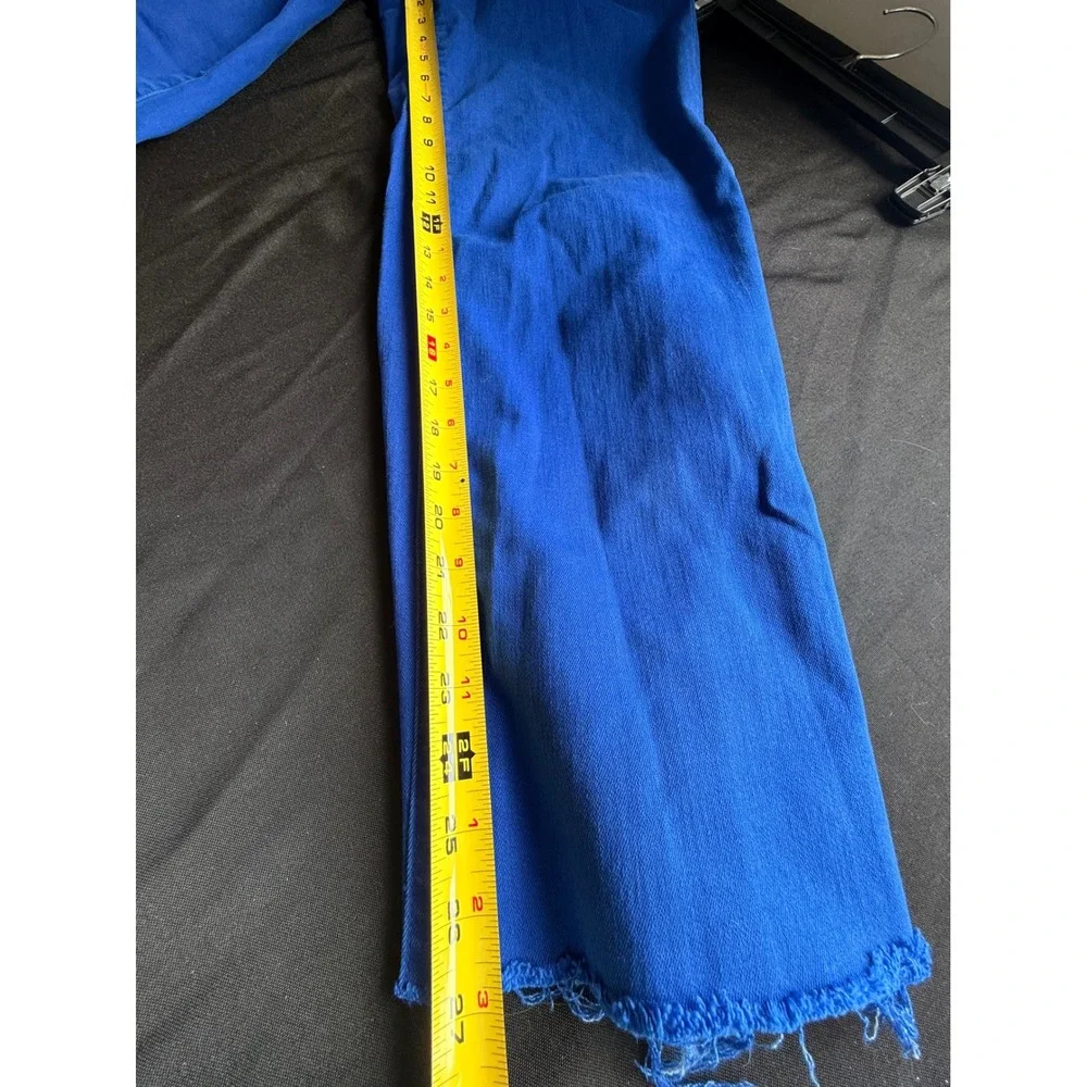 Favorite Daughter The Mischa Wide Leg Jeans Electric Blue Raw Hem 24
